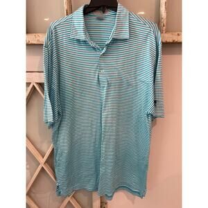 Martin size XL men’s teal and white striped golf polo shirt